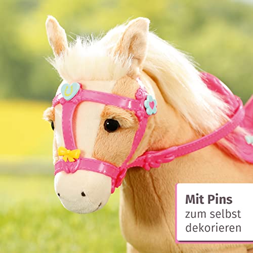 BABY born, Puppenpferd, BABY born My Cute Horse, interaktives Pferd mit Lauf-und Soundfunktion, Plüsch, rosa Sattel und Zaumzeug sowie Pins zum Dekorieren, 831168, Zapf Creation