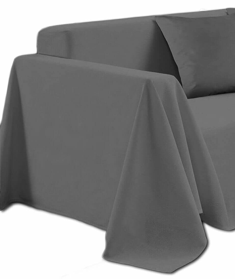 Telo Copri Divano Made In Italy - Cotone E Poliestere, 3 Misure, Anti Macchia E Peli Animali - Foto 3