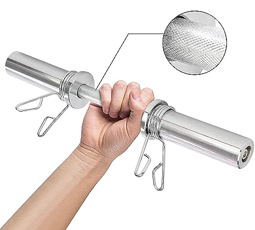 Chase Fitness Olympic 2" Dumbbell Bars Plate Loaded Chrome Handles with 4 Spring Clips, Adjustable Weights - Image 3