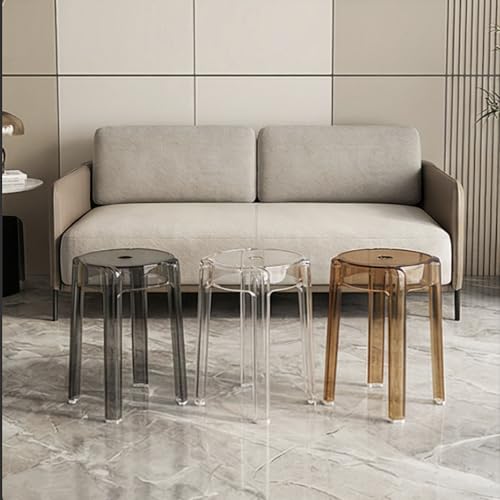 Image of The Artment your artistic apartment Multi Color CrystalNest Transparent Acrylic Stackable Round Accent Stool, Modern Side Stool for Living Room, Bedroom and Home & Office (Set of 3)