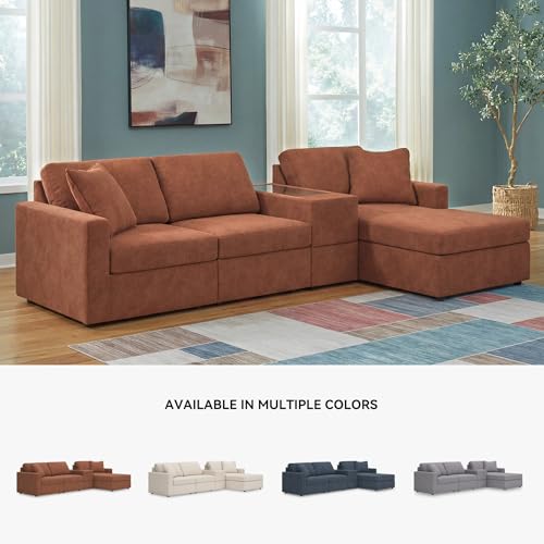 Image of Signature Design by Ashley Modular Sofa Sectional with Chaise, Spice Orange