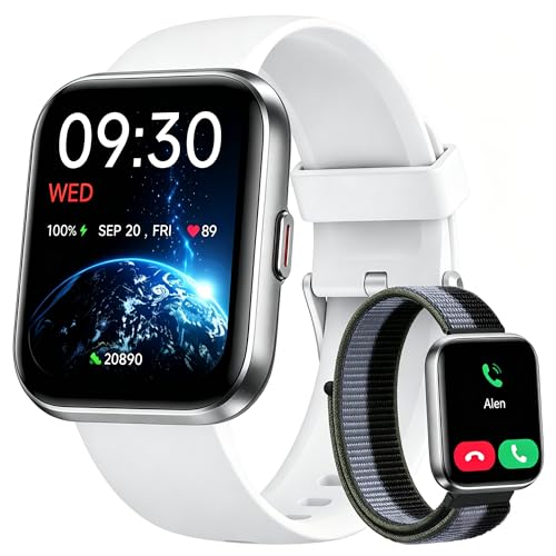 Image of Woneligo Smart Watch for Women, Answer /Make Calls, Alexa Built-in, 1.85 inch Touch Screen Fitness Tracker for Android & iPhone, Heart Rate /Sleep /SpO2 Monitor Smartwatch, Waterproof (White)