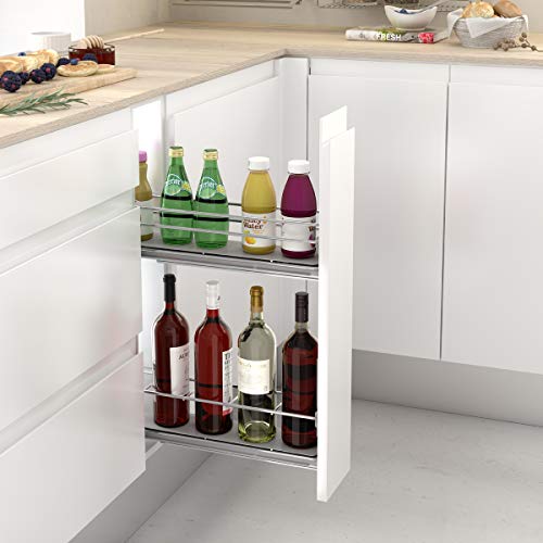 Casaenorden - Botellero extraíble lateral de rejilla para mueble de cocina, 200 mm/Lado Derecho