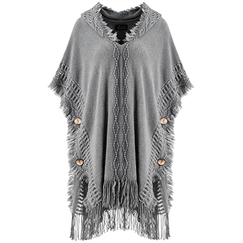 Poncho Ferand Femme Gris Cover