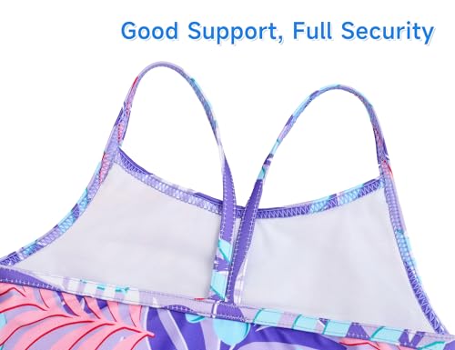 Image of Girls Tankini Swimsuit UPF50+ Ruffle 2 Piece Bathing Suit Full Coverage Kids Swimwear Ages 2-14 Years