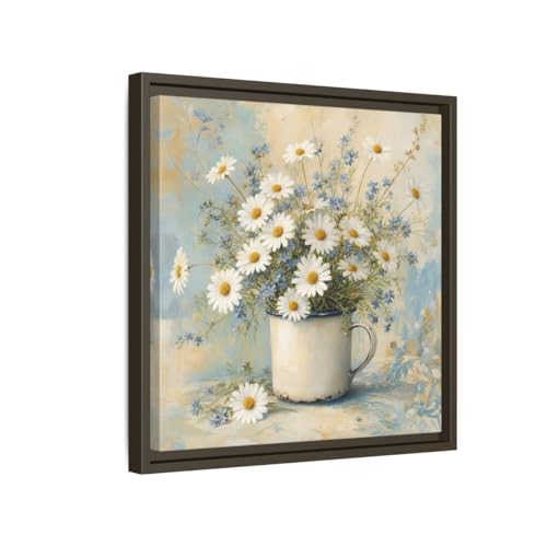 Toile marguerites blanches au-dessus de la console pour une entrée chic