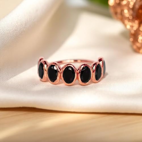 Black Onyx Full Eternity Ring in 14K Solid Gold – Oval Cut Bezel Set Stackable Band | Handmade Dainty Gold Ring for Women | Bold Black Gemstone Ring Gift3