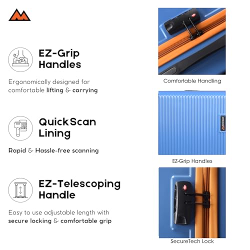 Image of Move-Meant Cabin Glide Small 55Cm Suitcase 8 Wheels Number Lock Poly Carbonate MAT. Blue Trolley Bag for Men & Women | 360 Degree Wheeling System Luggage | Trolley Bags for Travel