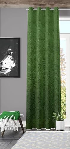 Image of Velvet Curtain 7 Feet Long for Living Room - Door Curtain Set of 1 Pcs Panel, Velvet Blackout & Stylish Parda for Home Decor & Office (48 Inch X 84 Inch) - 1 Pcs Dark Green Colour