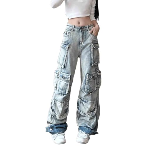Cargo Pants Women Y2K Multi Pocket Jeans Baggy Cargo Pants Street Hip-hop Grunge Clothes