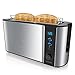 Arendo - Automatik Toaster Langschlitz - mit Defrost Funktion - warmhaltende Doppelwandkonstruktion - Automatische Brotzentrierung - Aufsatz - herausziehbare Schublade - GS