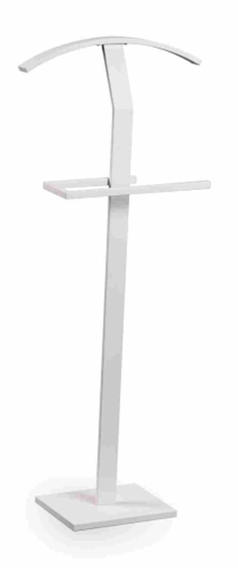 möbelando Herrendiener >Lukas< aus Metall in Weiß, 45 cm breit, 112 cm hoch, mit Hosen und Bügelhalter, platzsparend, ideal für Schlafzimmer und Ankleidezimmer, zerlegt geliefert
