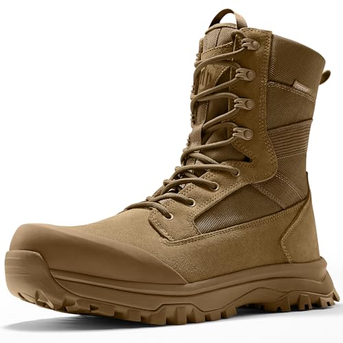 Image of Coostar Tactical Boots for Men Lightweight Military Combat Work Boot Side Zipper Motorcycle Hiking Boots 8 Inches
