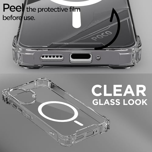 Image of Pikkme Back Cover for Poco F7 5G Mag-Safe Shockproof PC + TPU Protective Case Magnetic Support Bumper Case (Transparent Mag-Safe)