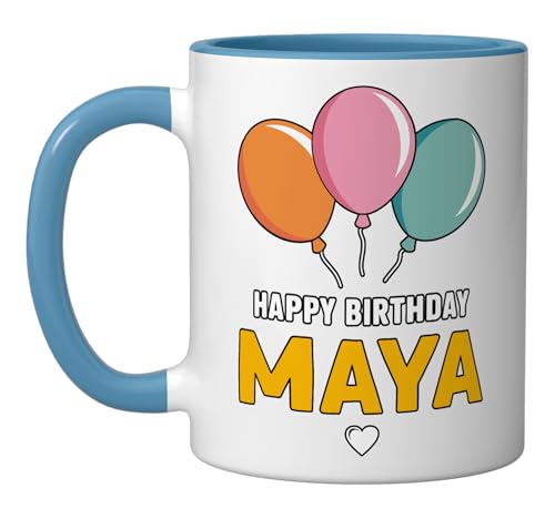 Taza de Cerámica Happy Birthday Maya 11 oz Azul miniatura 1
