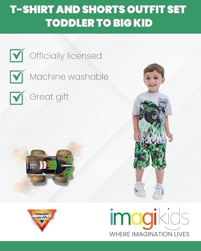 Monster Jam T-Shirt and Shorts Outfit Set Toddler to Big Kid Grave Digger
