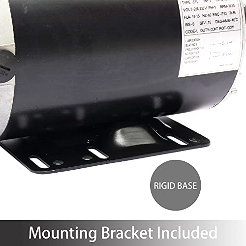 5 Hp Spl 3450 Rpm P56 Frame Air Compressor 60 Hz Electric Motor 208-230 Volts Century Motor Single Phase# B385 #TOP4