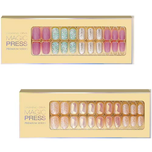 [DASHING DIVA–Nails]Premium Magic Press Super Slim Fit(2 Different Designs30+30strips in 12 sizes)Vintage Pink+Shine on me 267/8ssc