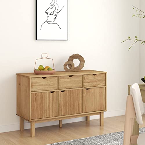 Ordellia Scandinavian Sideboard, Natural Pine Solid Wood Storage Cabinet, 44.9"