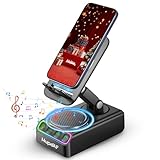 Hupoaf Wireless Induction Speaker, Phone Speaker Amplifier with Colorful Ambient Light, Gifts for Men Women, Phone Stand Speaker Foldable for iPhone/Android/iPad,Kitchen,Home,Office,Outdoor