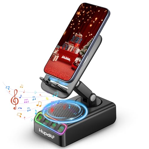 Hupoaf Wireless Induction Speaker, Phone Speaker Amplifier with Colorful Ambient Light, Gifts for Men Women, Phone Stand Speaker Foldable for iPhone/Android/iPad, Kitchen...