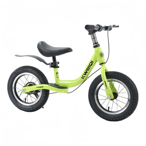 MiluFoxバランスバイク ペダルなし ブレーキ付き 12-18インチ 2歳 3歳 4歳 5歳 男女兼用 子供用自転車 補助付き 軽量 高さ調節 誕生日プレゼント 初心者 キッズバイク 滑走車 安全 屋外 室内 (グリーン,18インチ)