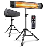 Heidenfeld Infrarot Heizstrahler IH100 | 𝟑 𝐉𝐀𝐇𝐑𝐄 𝐆𝐀𝐑𝐀𝐍𝐓𝐈𝐄 - 2500 Watt - Fernbedienung - Stativ - Schutzhülle - Heizstrahler Terrasse - Infrarotstrahler - Wickeltischstrahler (IH100)