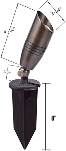 Miniatura 7 de Cheopha Luz de paisaje de bajo voltaje para exteriores, foco de 12 V, kit de LED sólido de latón con estaca de tierra ABS y bombilla LED MR16 de 5