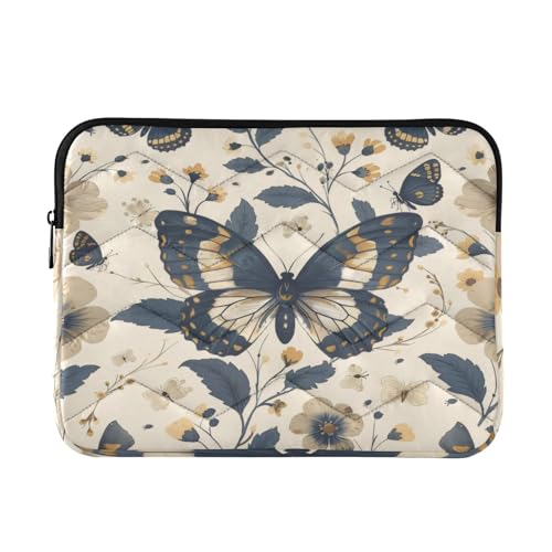Funda para portátil beige con diseño de mariposas 13-14 pulgadas miniatura 1