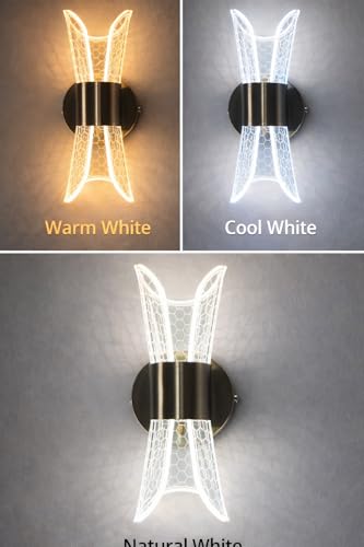 Image of blissbells Crystal Wall Light, LED Decorative Sconce (Honeybee Print Hourglass Sconce)