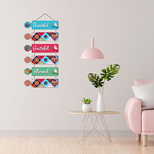 Artvibes Blessed Quote Decorative Wall Art MDF Wooden Wall Hanger For Living Room | Bedroom | Home Decor | Office | Gift | Quotes Decor Items | Wood Artwork Hanging for Decoration (WH_6003N),Set of 6