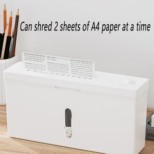 Trituradora de papel, trituradora portátil de microcorte P-5, nivel de seguridad, capacidad de 2 hojas, trituración continua de 10 minutos, sistema antibloqueo de 4L para oficina en casa