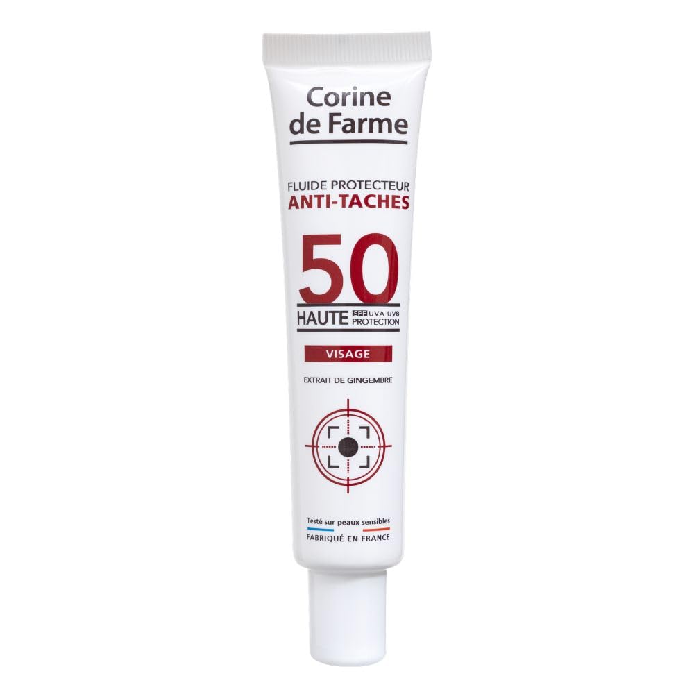 Corine de Farme - Fluide Protecteur Solaire Anti-Taches SPF 50 - Haute Protection UVA/UVB et Action Antioxydante - Prévient et Réduit les Taches Brunes - Fini Invisible et Non Gras - 40 ml