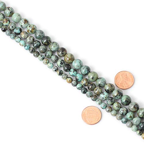 Qiwan 60PCS 6mm Natural African Turquoise Stone Round Loose Beads for Jewelry Making DIY Bracelet Making Supplies 1 Strand 15"