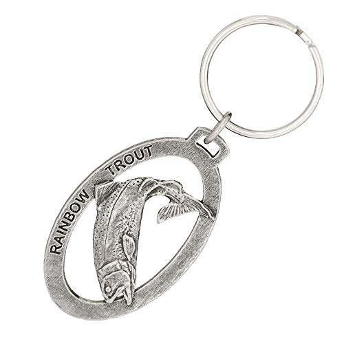Rainbow Trout Keychain, Pewter, F003KC, 2”, 100% Handmade in the USA, Metal Keychain, Fish Keychain, Keys, Key Ring, Key Fob, Key, Key Chain, Fishing Gift, Over 200 Fish Designs Available.