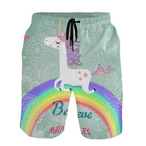 WIHVE Herren Badehose Einhorn Anker Quick Dry Beach Board Shorts mit Netzfutter - mehrfarbig - M (Taille 31.5/37") Cover