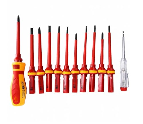 5. Juego de destornilladores magnéticos aislados: kit de 13 piezas de 1000 V certificado VDE con ranura, Phillips, Pozidriv, Torx para electricistas