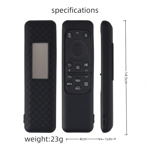 Image of Silicone TV Remote Cover Compatible with Samsung Smart TV Remote 2023 BN59-01432G BN59-01432A (Samsung Smart TV 2023 Model Solar Remote Cover - Style 8, Black - Style 8)