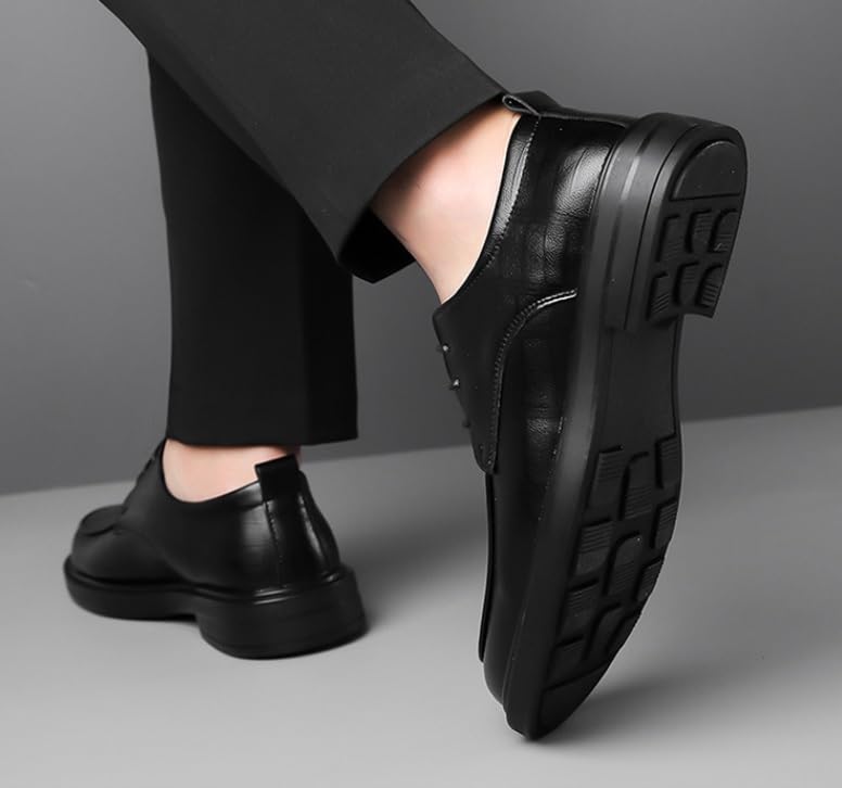 Men's Oxford Shoes Comfortable Non-Slip Low Top Business Work Dress Shoes Men Mid Chunky Heels Derby Shoes4