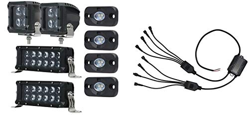 HELLA 357212301 ValueFit RGB Northern Lights Series Combo Kit (2) 8 LED Light Bars, (2) LED Cube Lights, (4) Rocker LED Lights, (1) 8 Light Controller, (2) 2 Light Harnesses