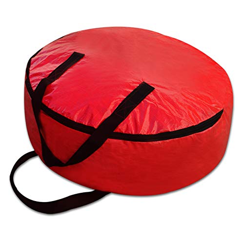 Strong Camel Heavy Duty Christmas Wreath Storage Bag for 24/30-Inch Wreaths (Red, 8.3'' x Dia. 30'')