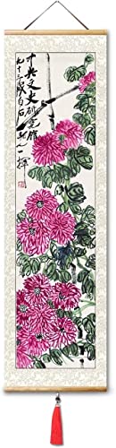 Peinture sur rouleau chinois en soie pour décoration murale asiatique