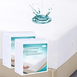 Full Waterproof Zippered Mattress Encasement, Breathable, Noiseless, Machine-Washable Zipped Mattress Cover, Fitting 7