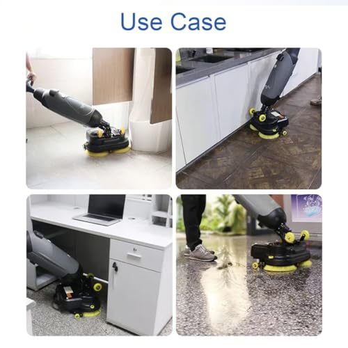 Mini floor scrubber close-up showing brush and tank