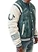 True Religion Denim Print Retro Varsity Jacket for Men – Streetwear Men’s Jacket with Embroidery & Patch Details |Denim/Winter Wht, Small