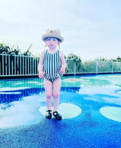 Image of Toddler Girls One Piece Swimsuits Crossback Backless Bathing Suit Whale Dolphin Shark Swimwear with Ruffle Butt UPF50+