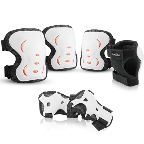 Kids/Adult/Youth Knee and Elbow Pads with Wrist Guards 3 in 1 Protective Gear Set for Skateboarding Cycling BMX Bike Scooter Skating Rollerblading Riding