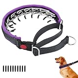 Martingale No Pull Dog Collar for Large Medium Small Dogs, Heavy Duty Nylon Reflective Adjustable Anti Pull Slip Collar with Buckle for Training Walking M Black Purple