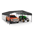 20x30 FT Metal Carport, Enhanced Base and Steel Roof for All-Weather Use, Outdoor Heavy Duty Garage Galvanized Car Shelter for Bass Boats, Full-Sized Pickup Trucks, and Tractors