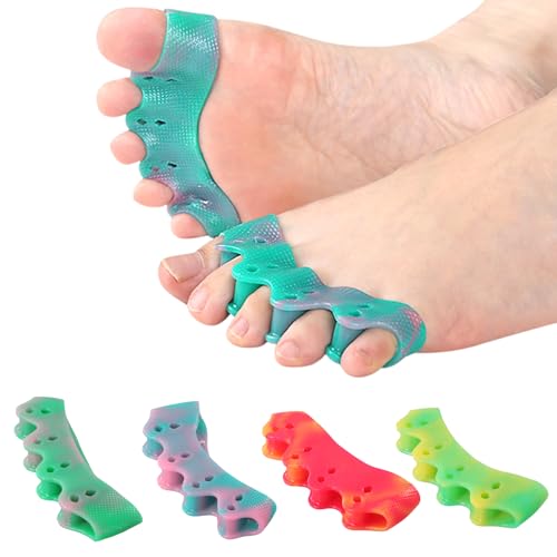 4 Piezas Separadores de Dedos del Pie, Corrector de Juanetes, Separador de Dedos Suave para Ballet, Yoga, Deportistas, Ajuste Universal Hombre Mujer